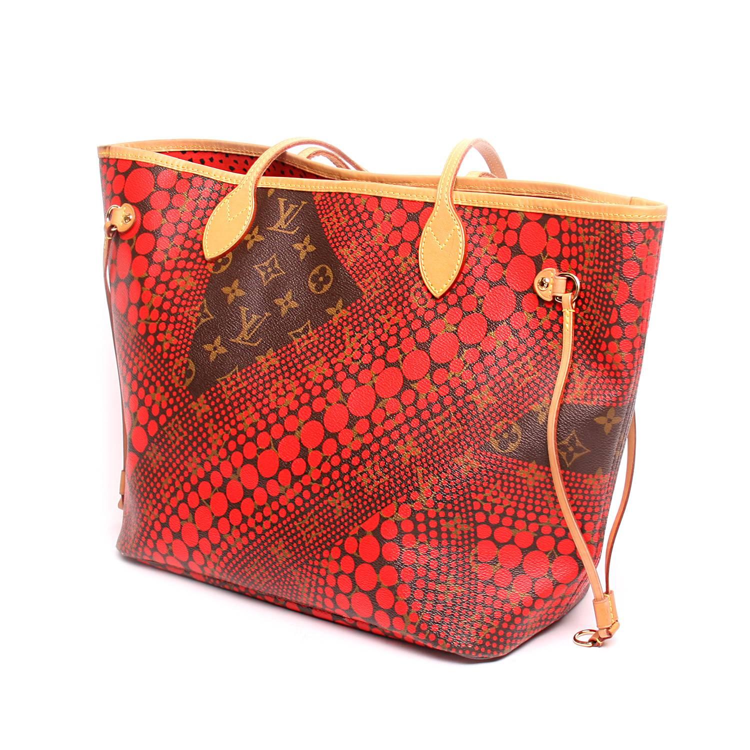 Louis Vuitton Rouge Monogram Yayoi Kusama Neverfull MM Tote Excellent état à Scottsdale, AZ