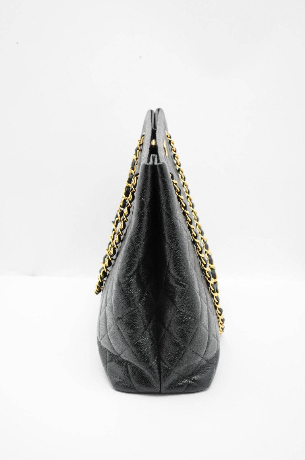 Chanel Caviar Black Quilted Leather Shopper Tote 1