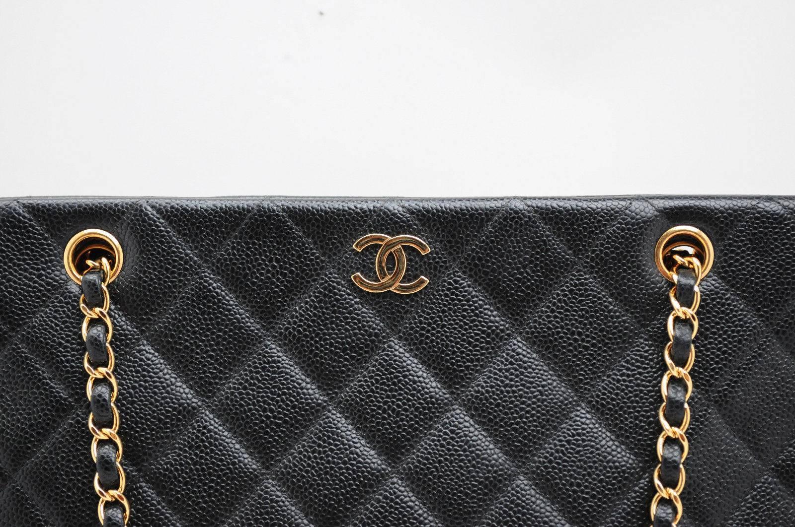 Chanel Caviar Black Quilted Leather Shopper Tote 2