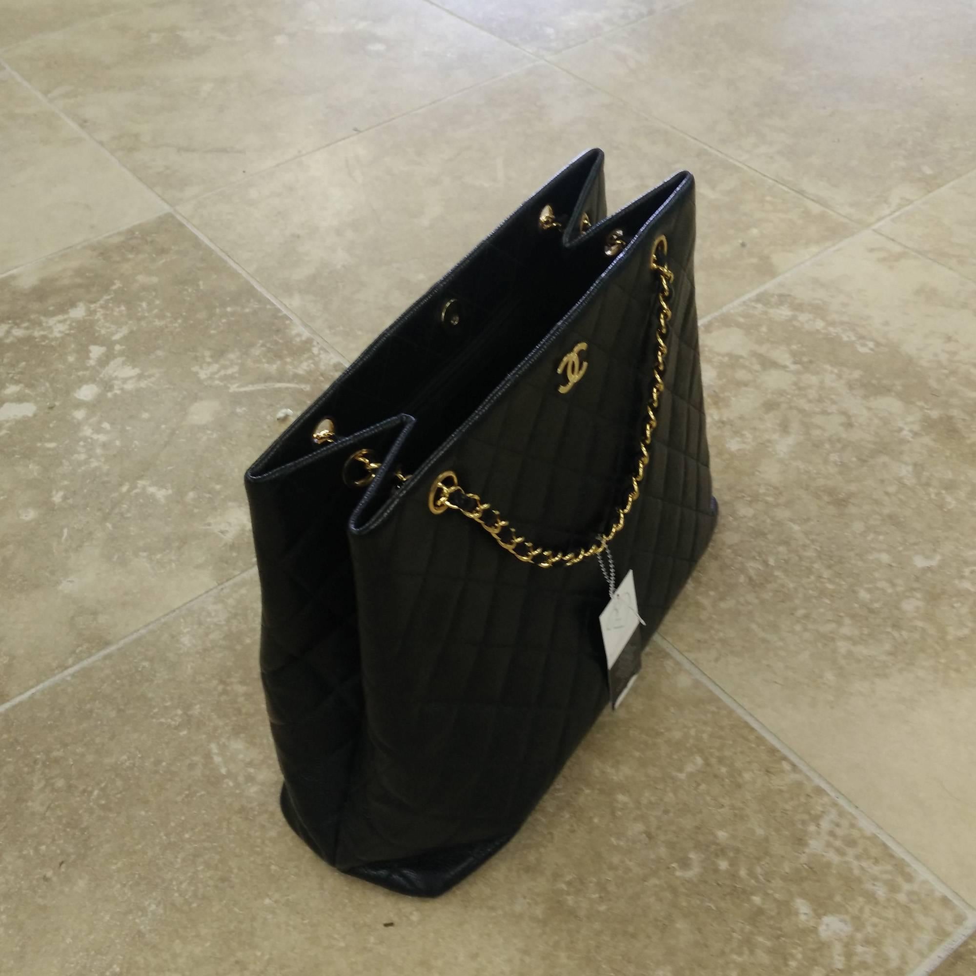 Chanel Caviar Black Quilted Leather Shopper Tote In Excellent Condition In Scottsdale, AZ