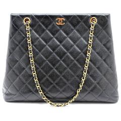 Chanel Caviar Black Quilted Leather Shopper Tote