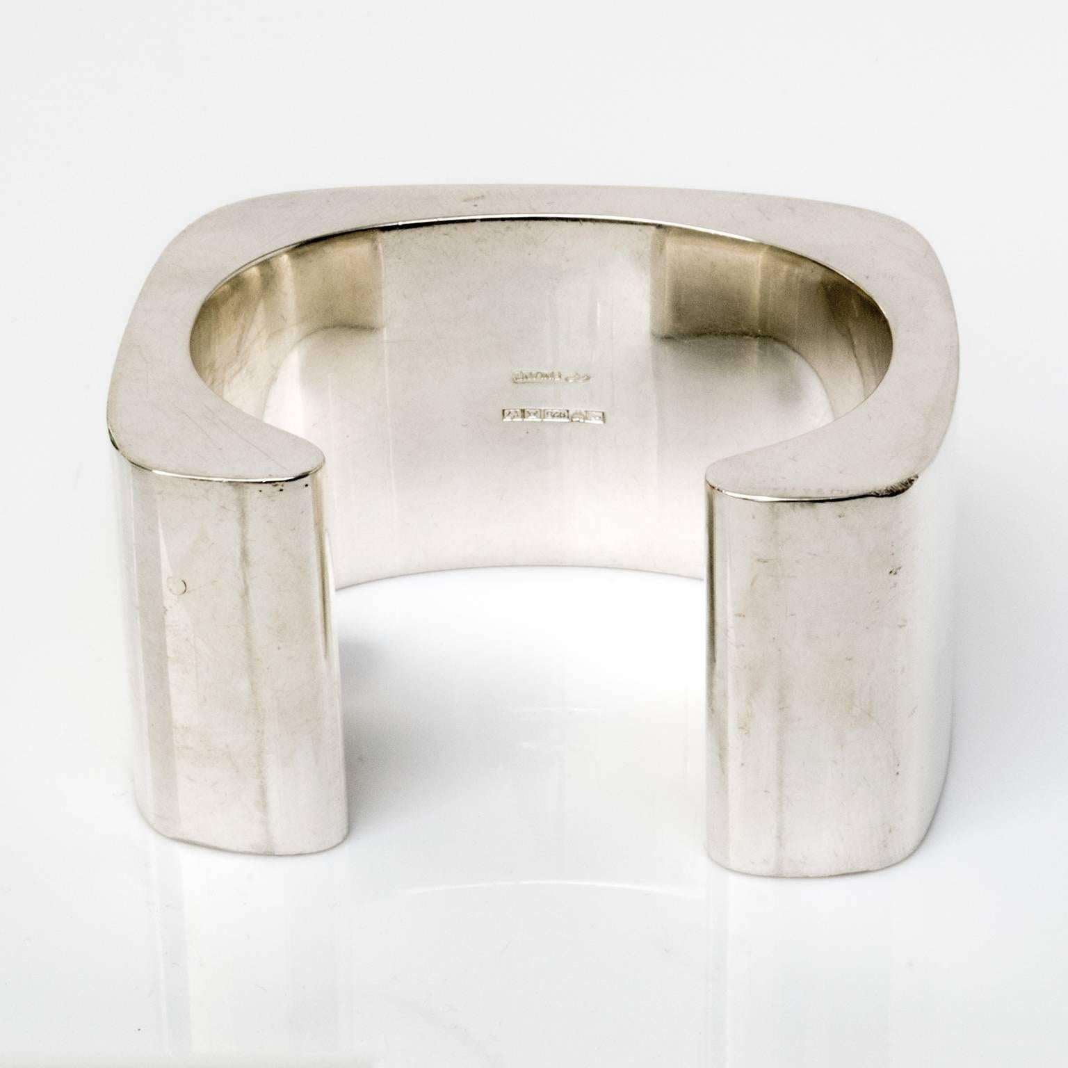 Modern Sterling silver cuff bracelet by Pekka Piekainen, Finland.