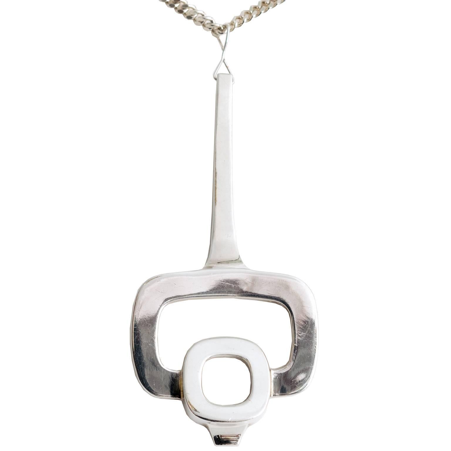 Scandinavian Modern Owe Johansson, Silver Pendant, Hopeajaloste OY. For Sale