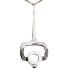 Scandinavian Modern Owe Johansson, Silver Pendant, Hopeajaloste OY. 8