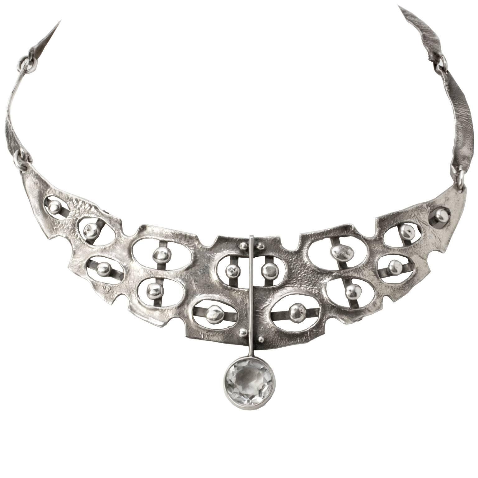 Scandinavian Modern Sterling Silver Necklace by Issac Cohen, Stockholm