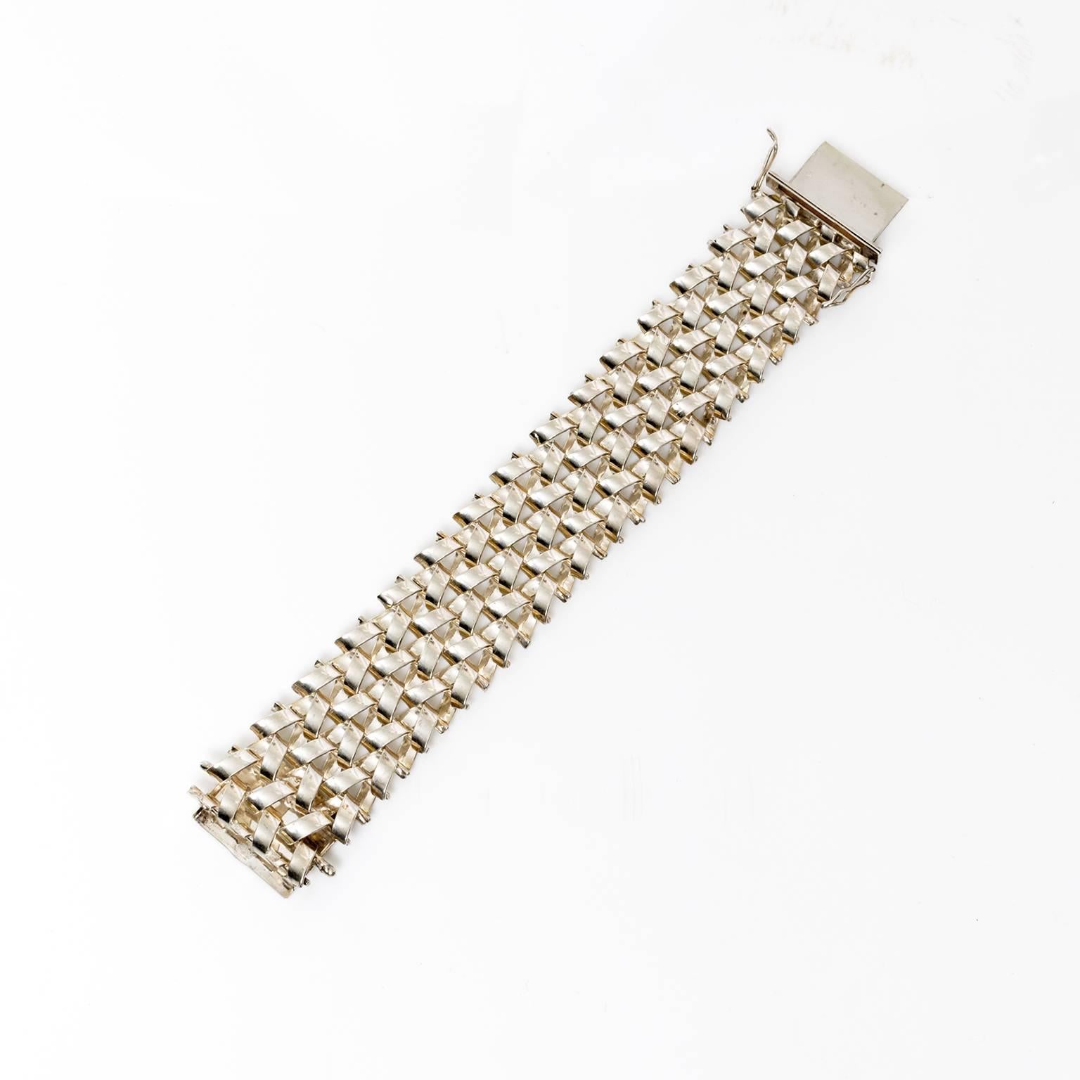 Scandinavian Modern Silver LInk Bracelet Jo Ans, Koping Sweden 1972 In Excellent Condition For Sale In New York, NY