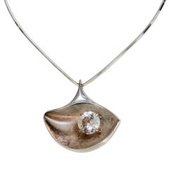 Scandinavian Modern Matti J Hyvärinen sterling pendant and necklace rock crystal 2