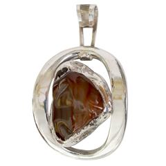 Erik Dennung silver plated Pendant with agate, Denmark.