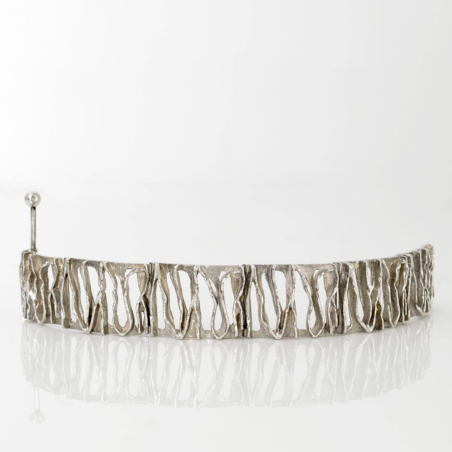 Scandinavian Modern Silver bracelet from C. Holm, Denmark, 1950's In Excellent Condition For Sale In New York, NY