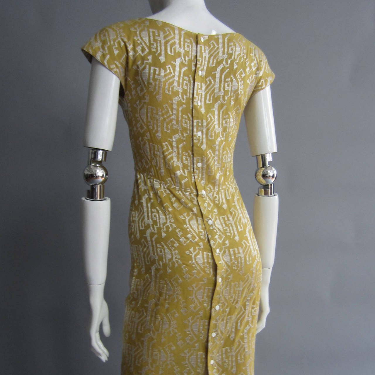 ALAIA Embroidered Silk Print Dress with Snap Back Closure In Excellent Condition In New York, NY
