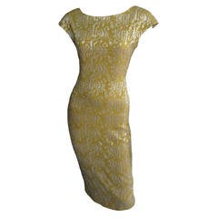 ALAIA Embroidered Silk Print Dress with Snap Back Closure