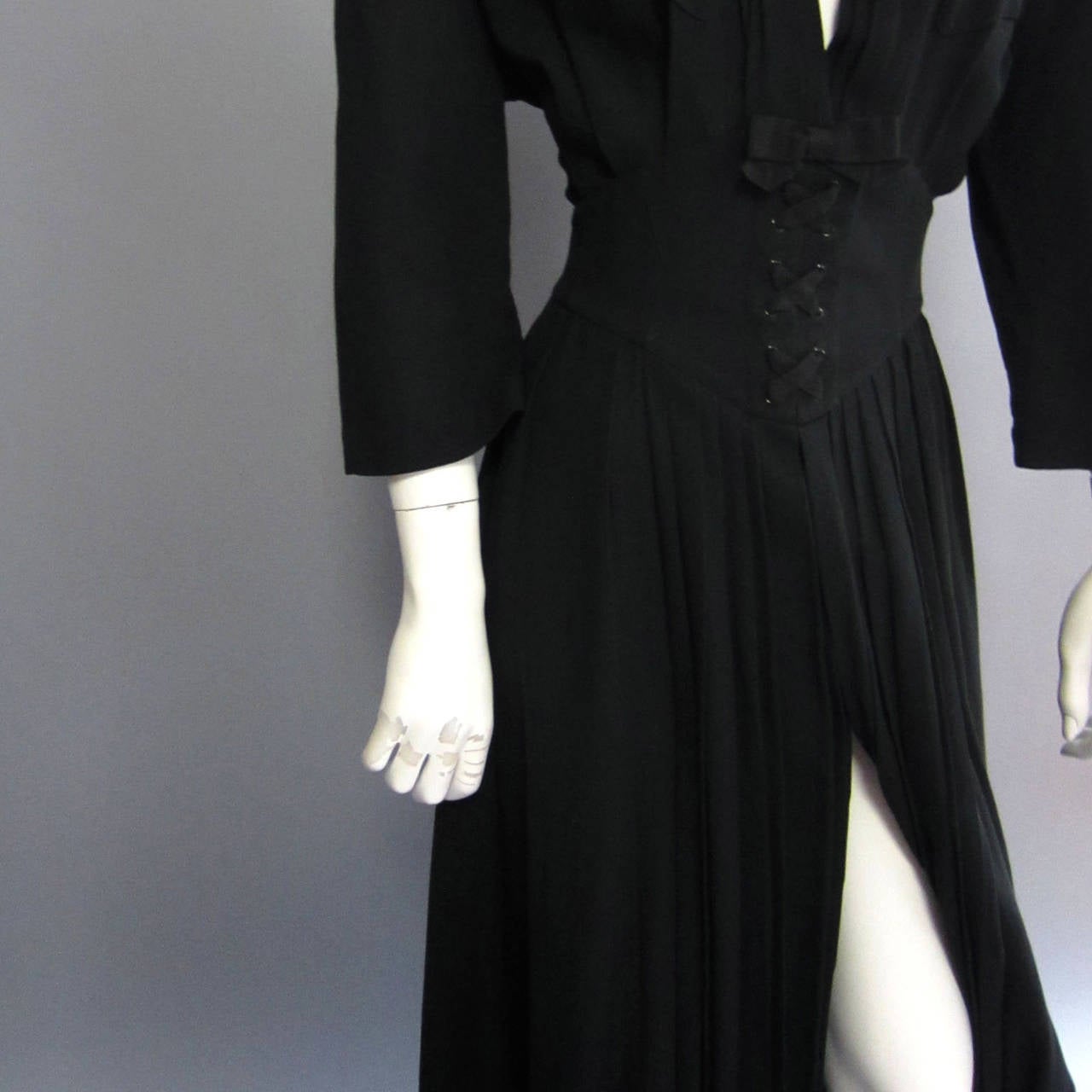 THIERRY MUGLER Black Maxi Dress with Corset Waist