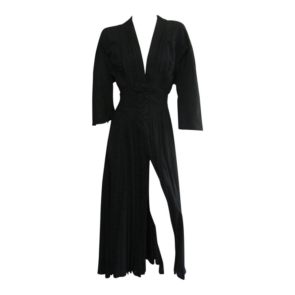 THIERRY MUGLER Black Maxi Dress with Corset Waist at 1stDibs