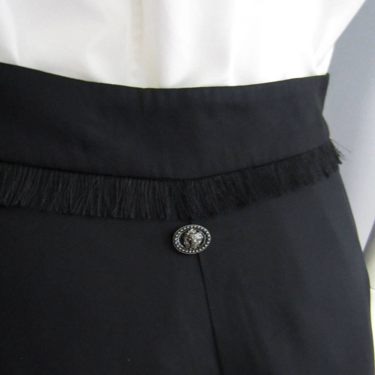CHANEL Navy Pants with Fringe & Pocket Detail 2