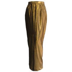 1970s HOLLY HARP Gold Lame High Waist Maxi Skirt