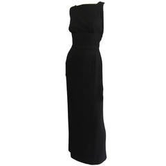 Vintage NORMAN NORELL Black Column Evening Gown with Back Tie Detail