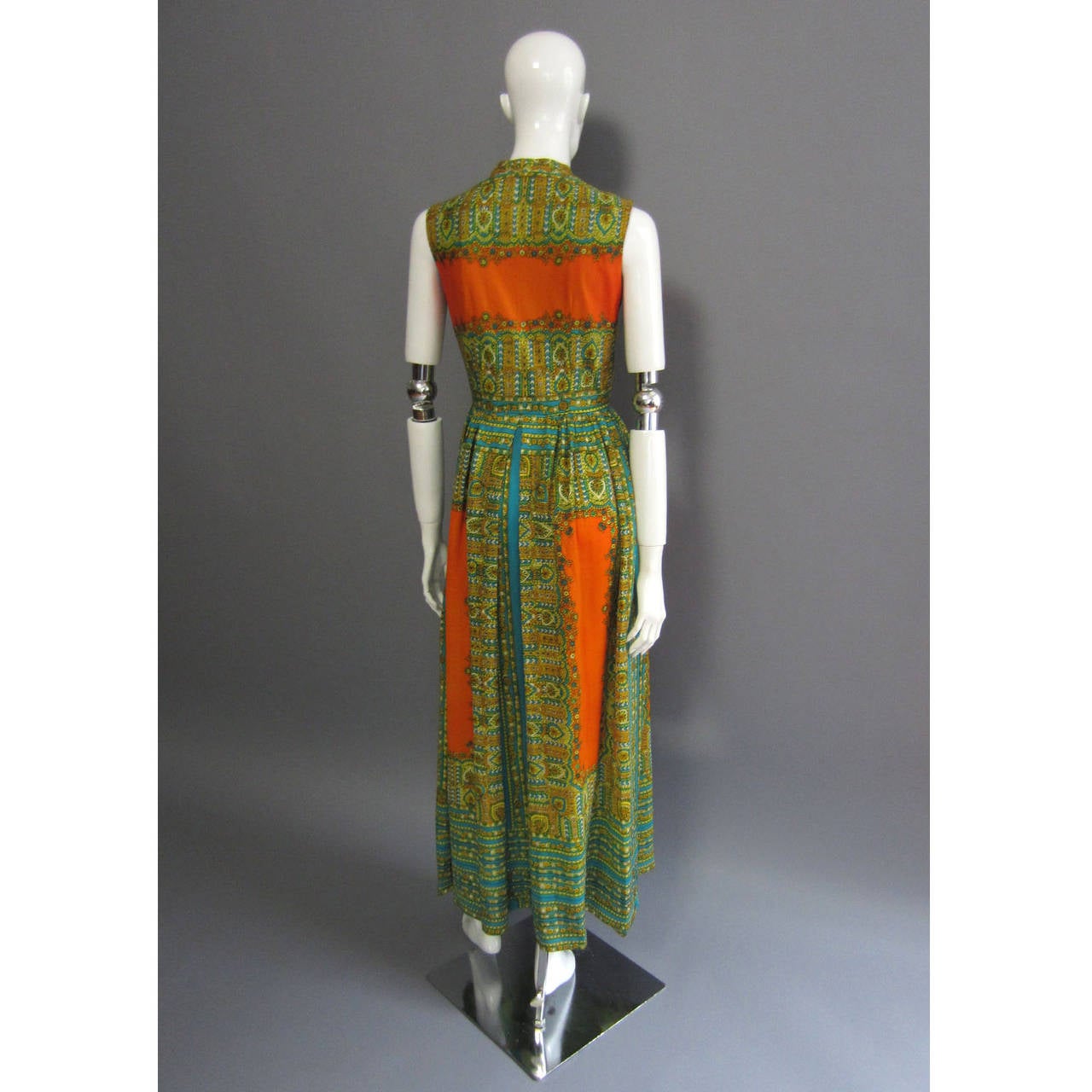 Women's 1970s TONI TODD Printed Boho Maxi Dress For Sale
