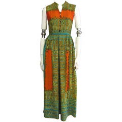 1970s TONI TODD Printed Boho Maxi Dress