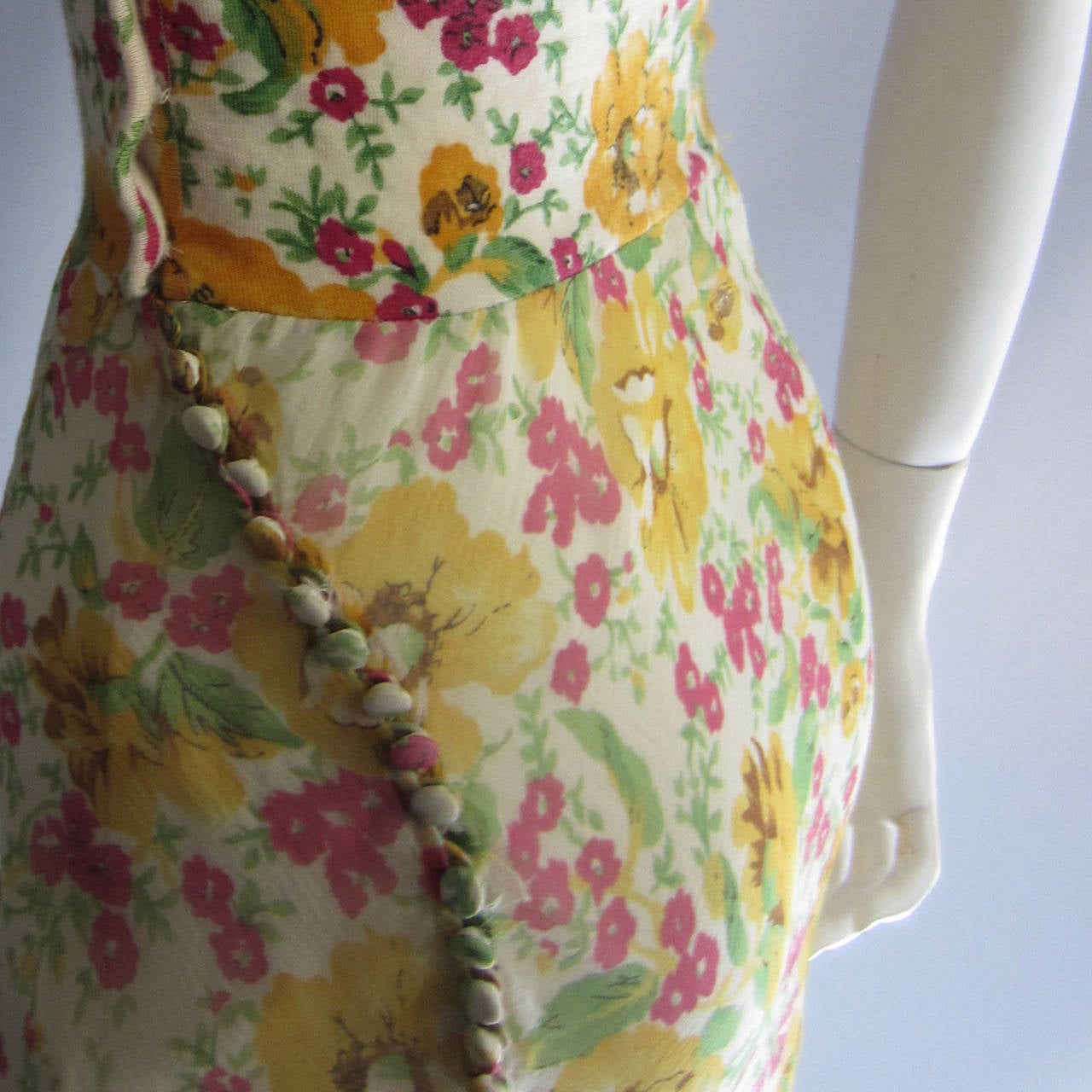Women's JOHN GALLIANO for CHRISTIAN DIOR Floral Cashmere and Chiffon Bias Gown