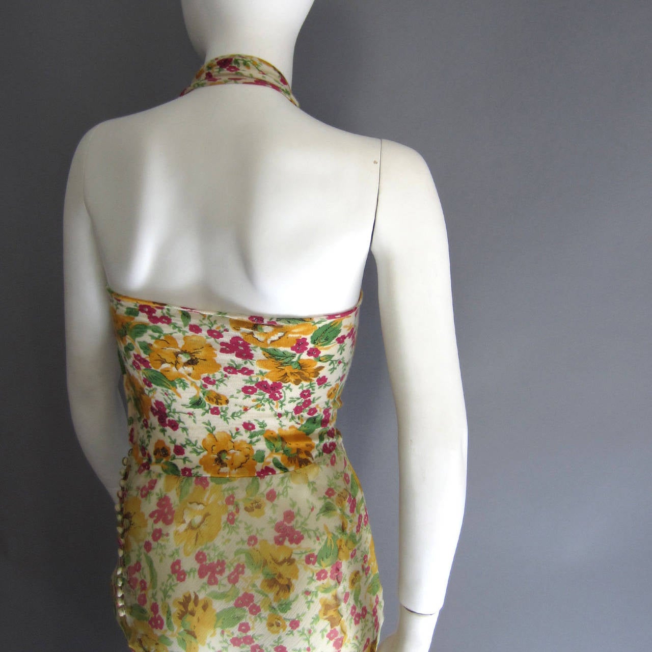 JOHN GALLIANO for CHRISTIAN DIOR Floral Cashmere and Chiffon Bias Gown 1