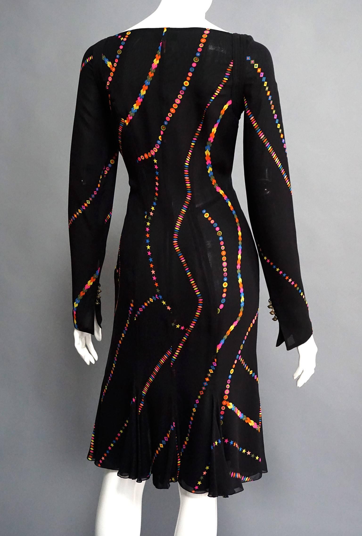 GIANNI VERSACE Printed Silk Fit & Flare Cocktail Dress For Sale 1