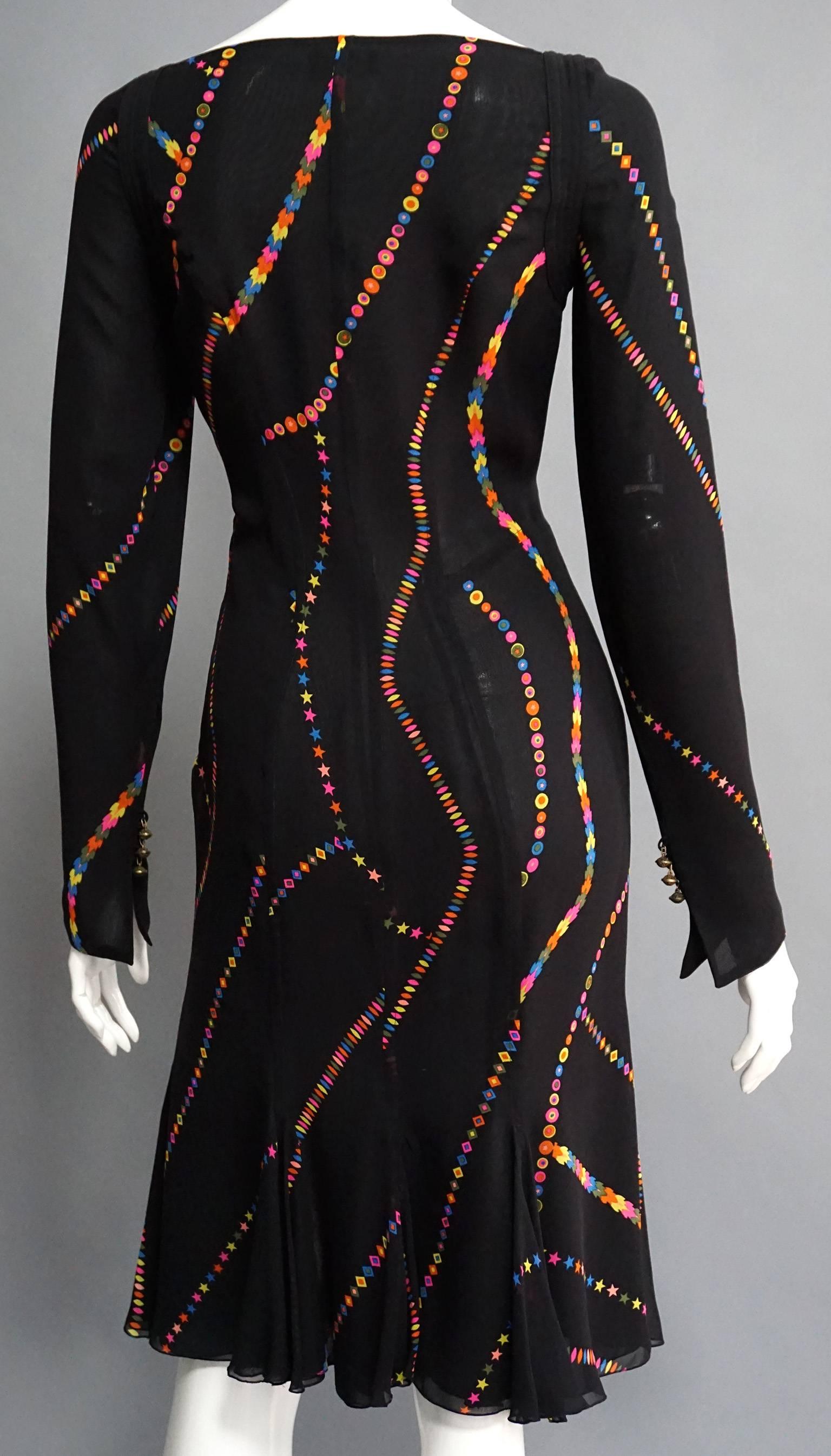 GIANNI VERSACE Printed Silk Fit & Flare Cocktail Dress For Sale 3