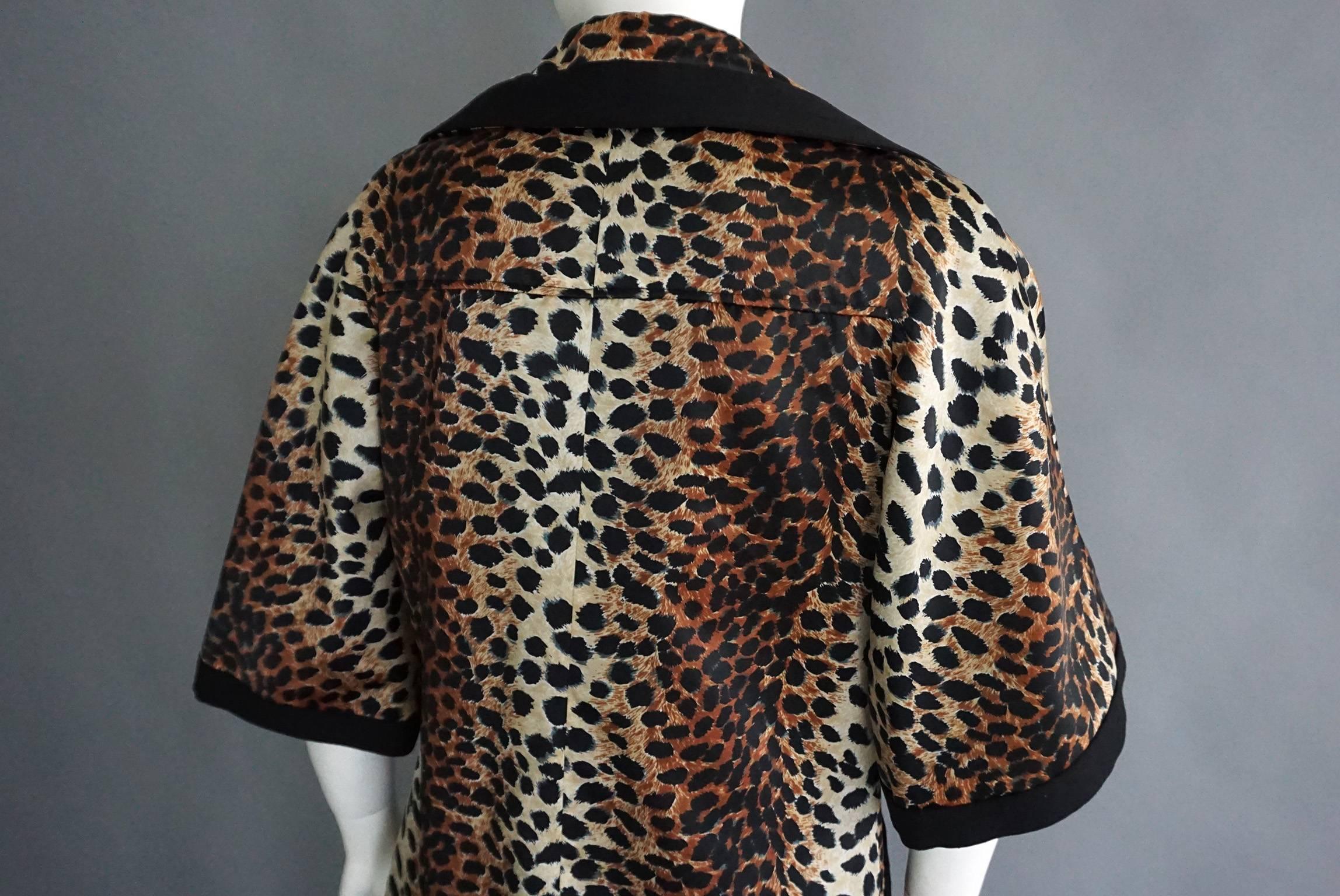 LILLI ANNE Silk Leopard Print Coat with Black Trim 5