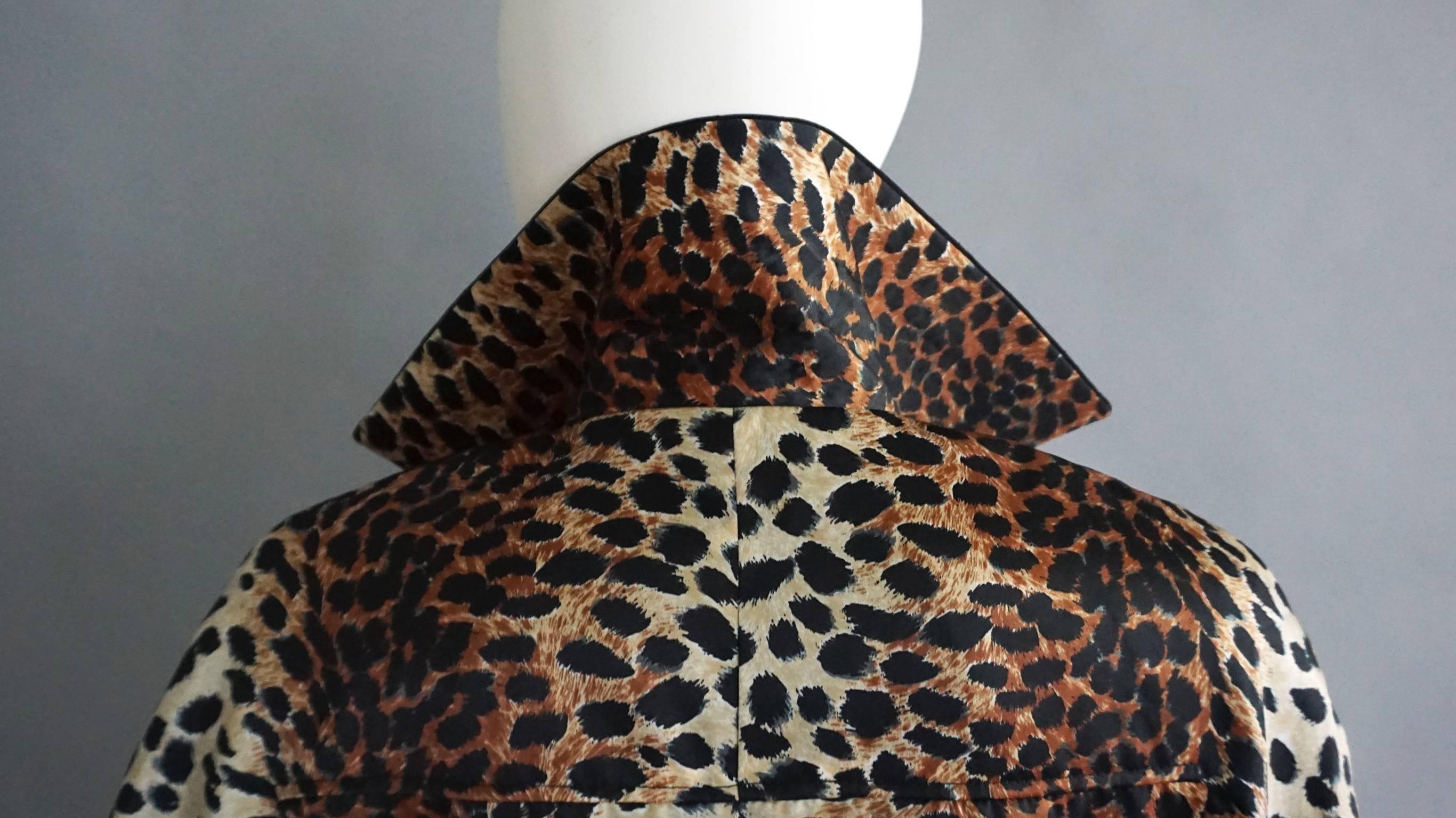 LILLI ANNE Silk Leopard Print Coat with Black Trim 2