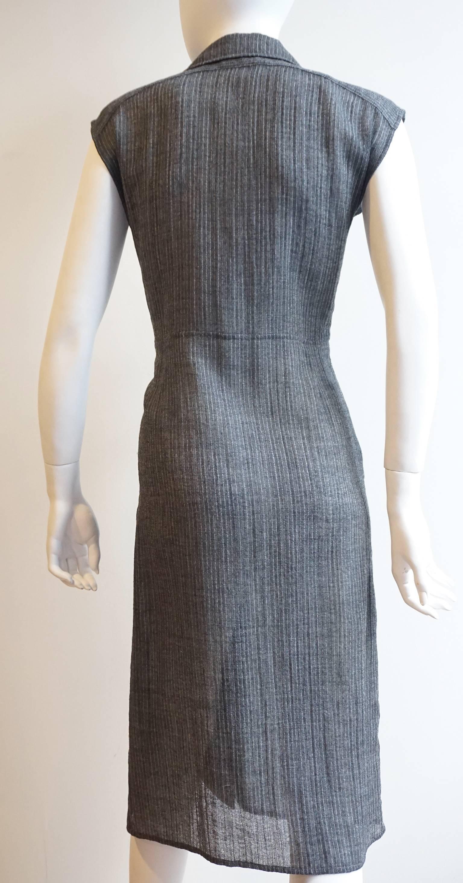 Women's or Men's GUCCI Pinstripe Linen Double Breasted Dress For Sale