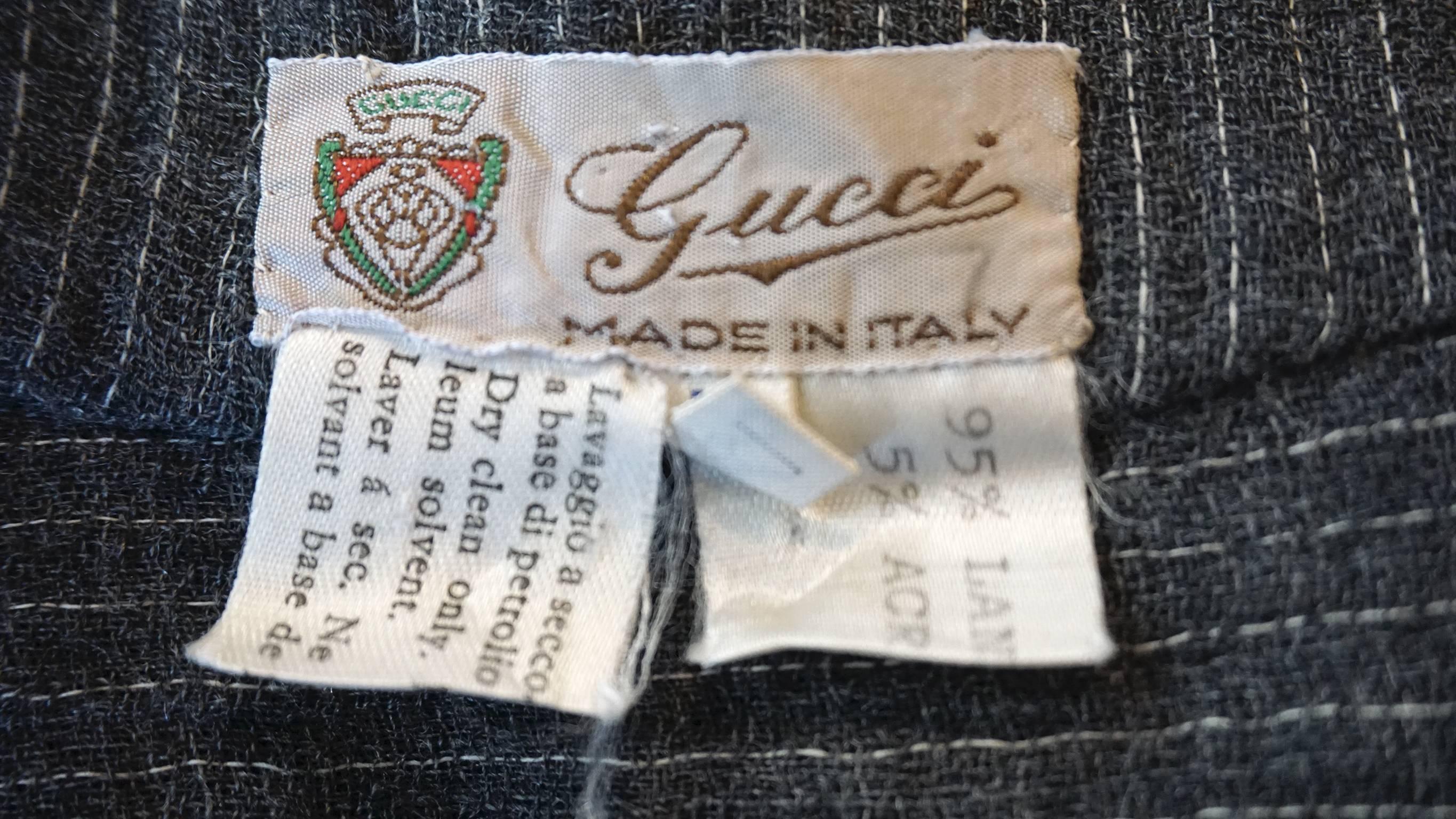 GUCCI Pinstripe Linen Double Breasted Dress For Sale 2