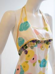 GEOFFREY BEENE Floral Print Halter Dress with Sequin & Beaded Detail