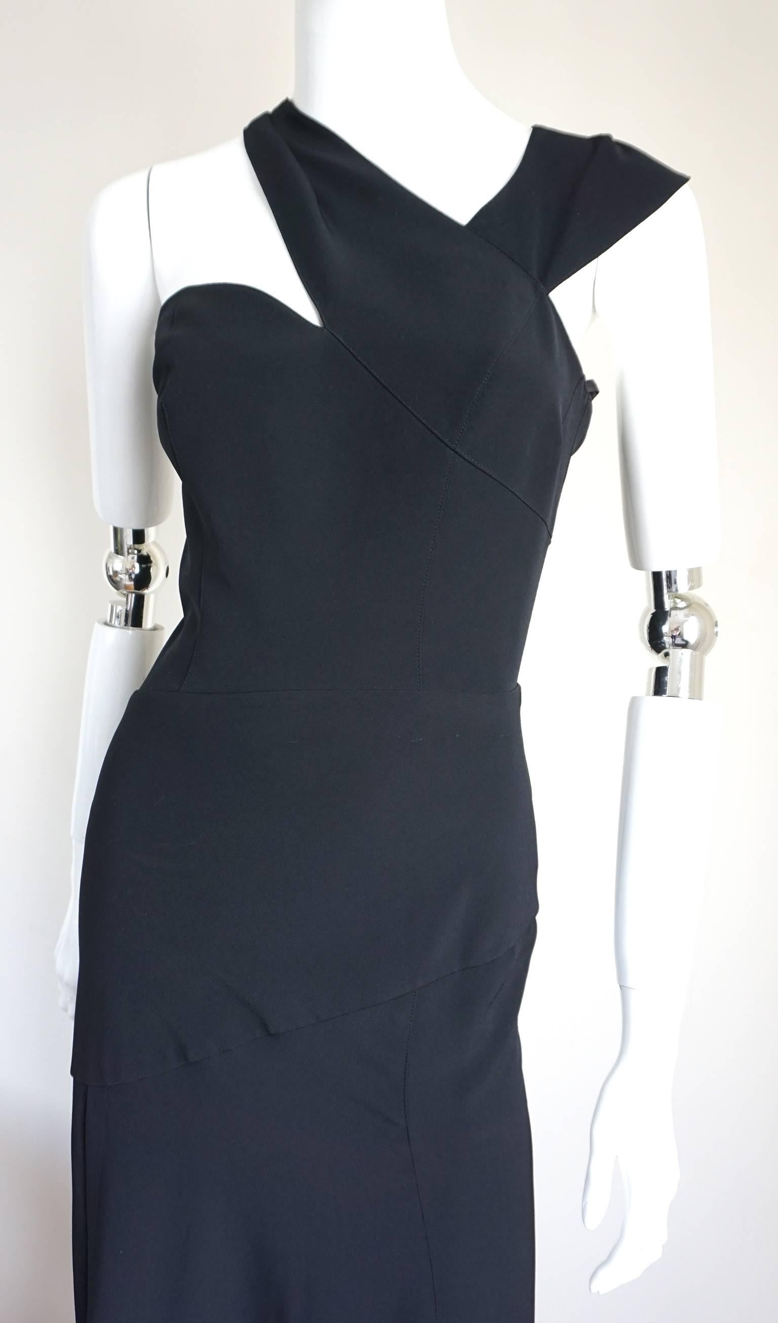 THIERRY MUGLER Double Strap Fitted Cocktail Dress with Slit Detail In Excellent Condition In New York, NY