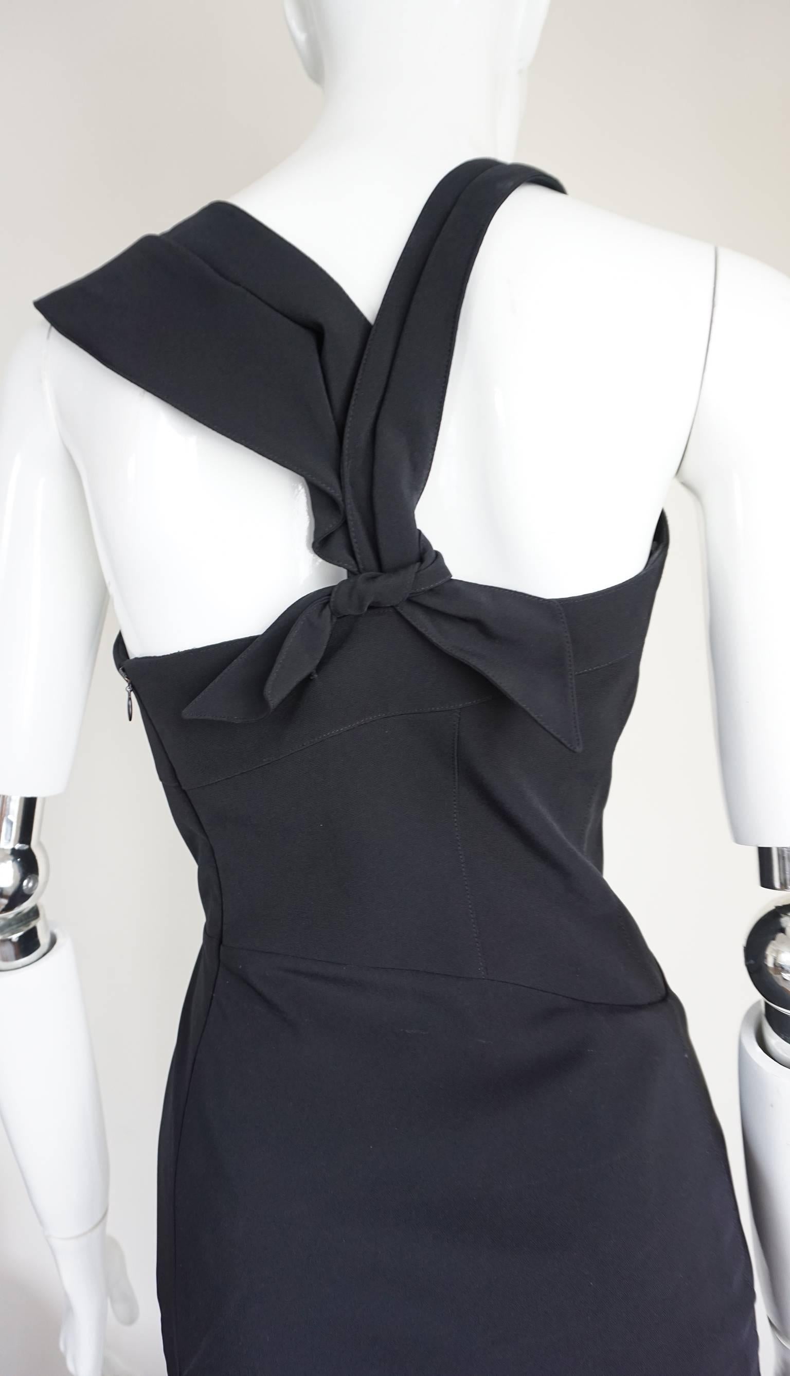 THIERRY MUGLER Double Strap Fitted Cocktail Dress with Slit Detail 3