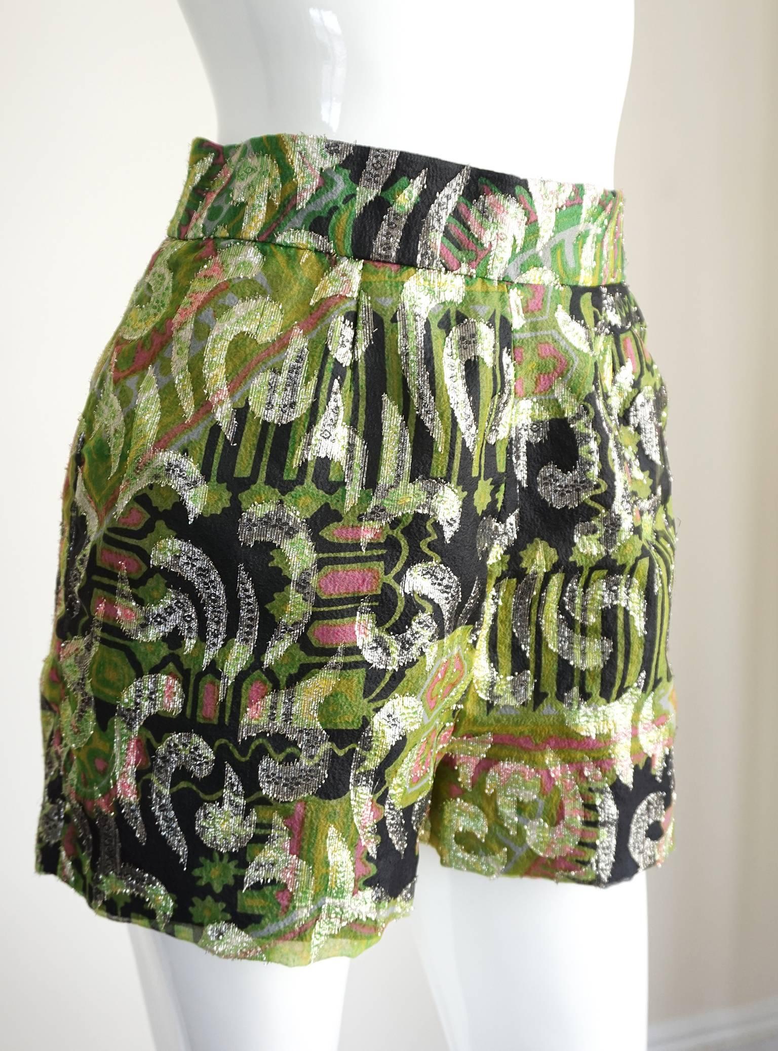 Women's or Men's LILLIE RUBIN Printed Lame Shorts & Matching Tunic Dress Ensemble For Sale