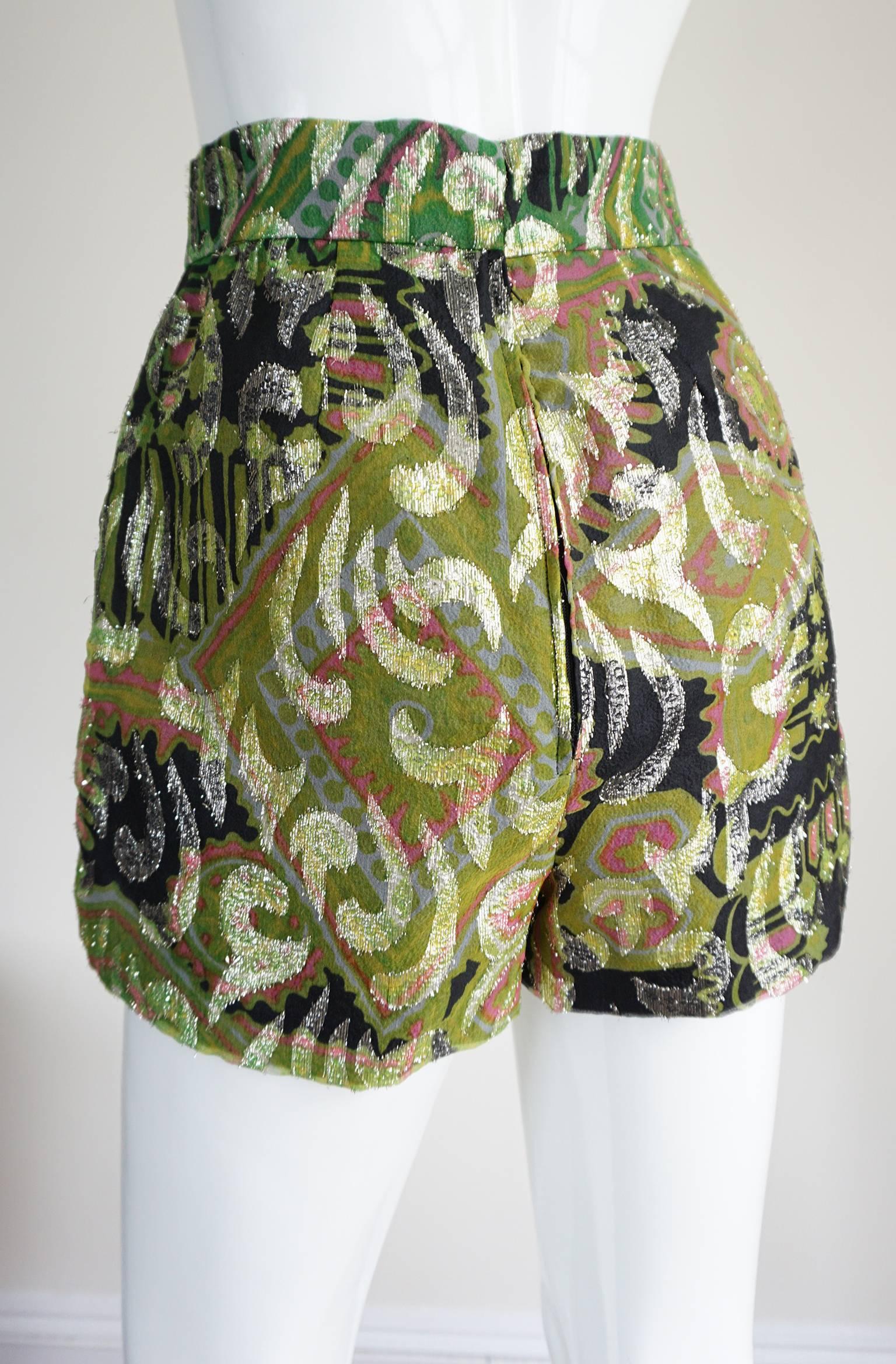 LILLIE RUBIN Printed Lame Shorts & Matching Tunic Dress Ensemble For Sale 1