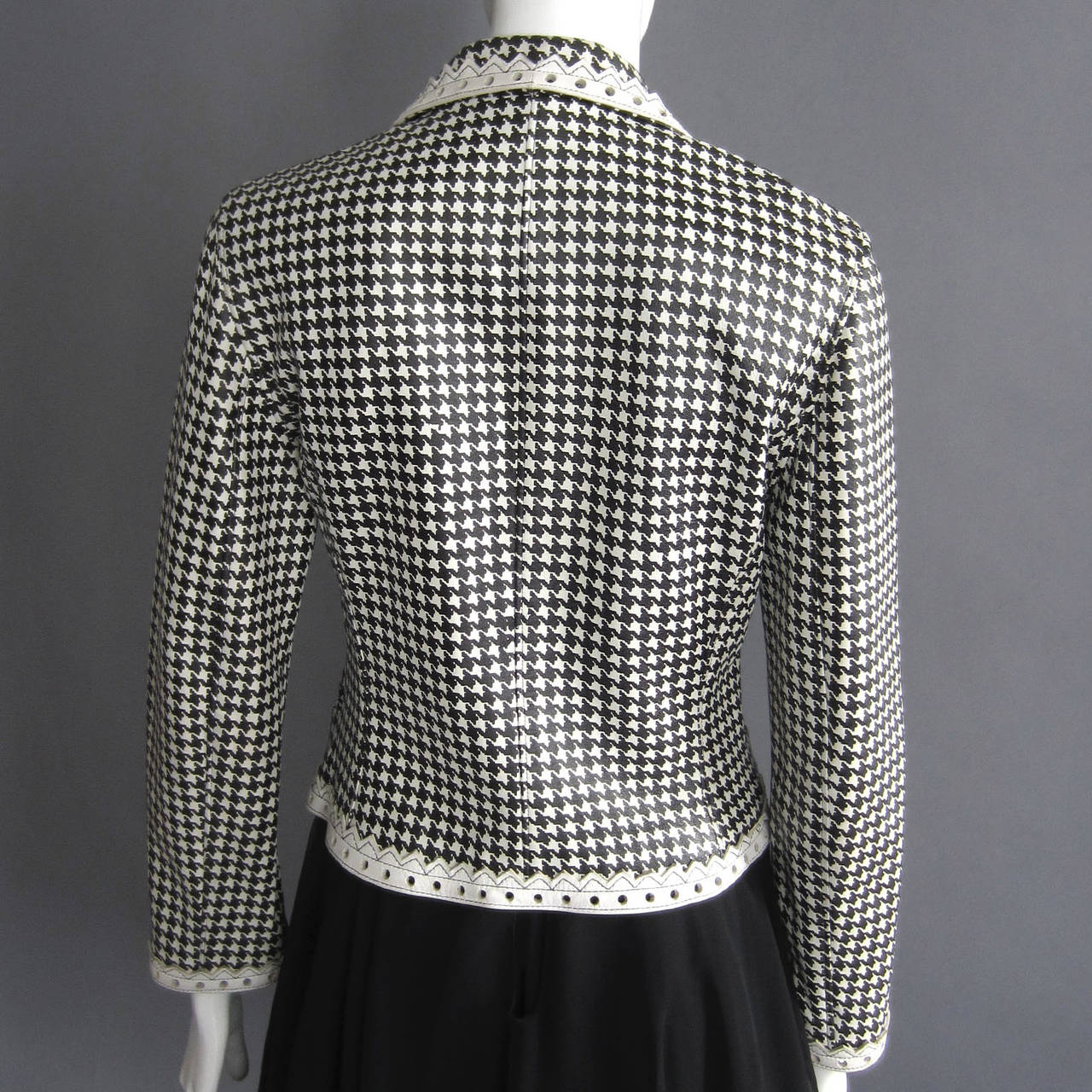 Gray CHRISTIAN DIOR Houndstooth Leather Jacket