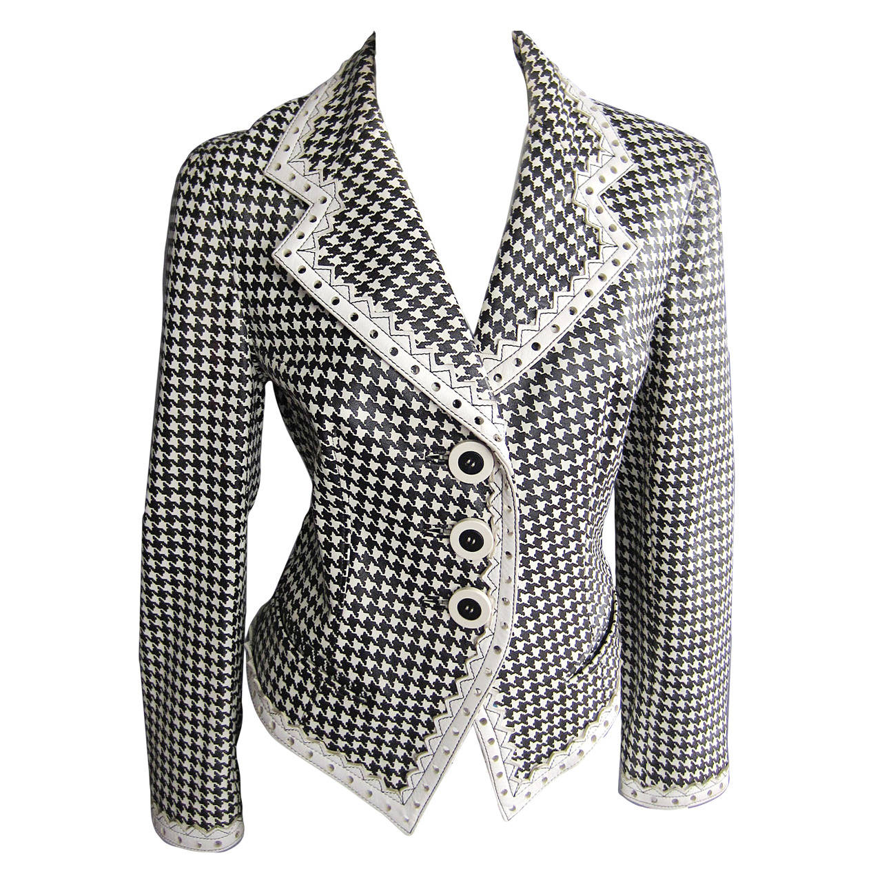 CHRISTIAN DIOR Houndstooth Leather Jacket