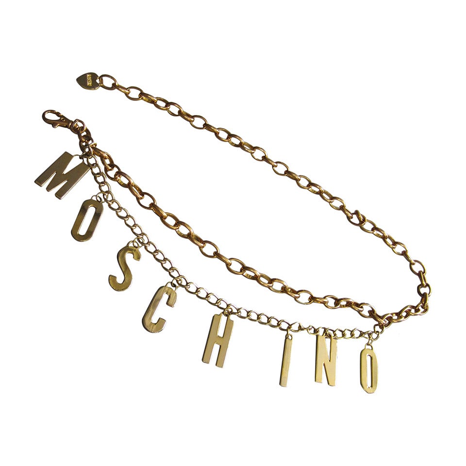 MOSCHINO Gold Logo Adjustable Chain Belt