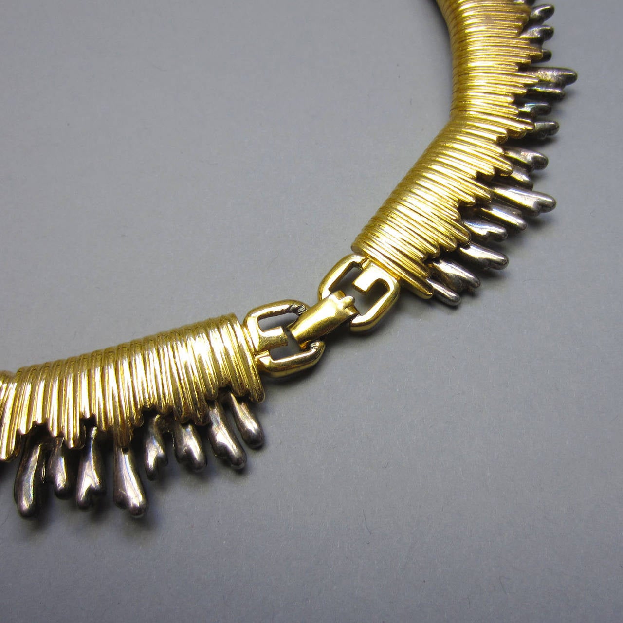 1980s GIVENCHY Gold & Silver Drip Necklace In Excellent Condition In New York, NY