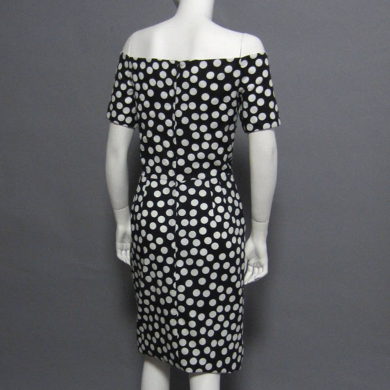 VICTOR COSTA Cotton POLKA DOT Off The Shoulder Dress 1