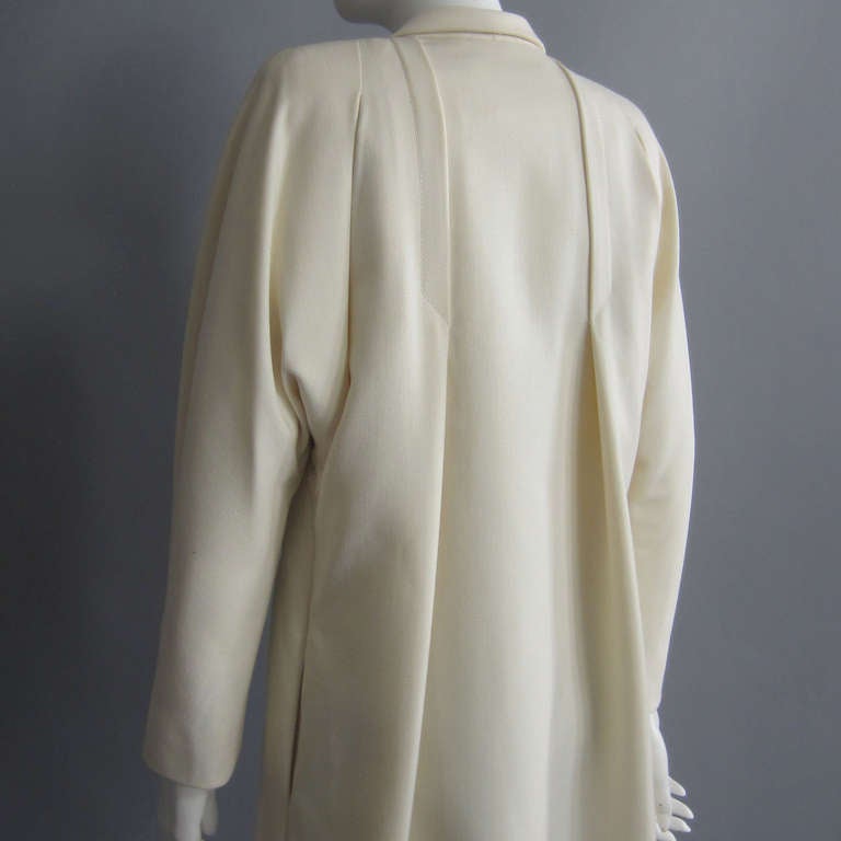 Gray GALANOS Off White Wool Coat