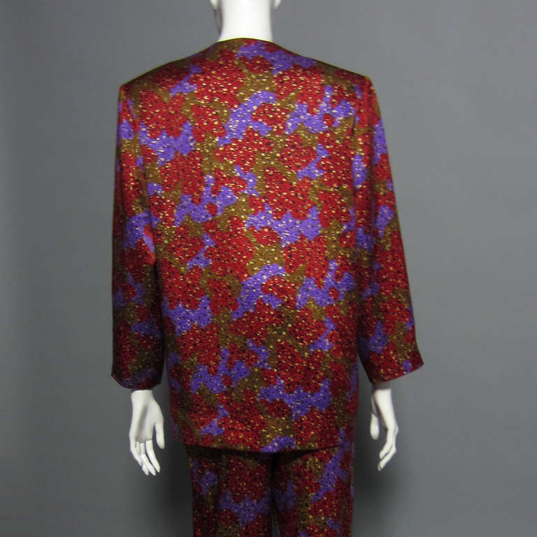 Women's YVES SAINT LAURENT Silk Print Pant Suit