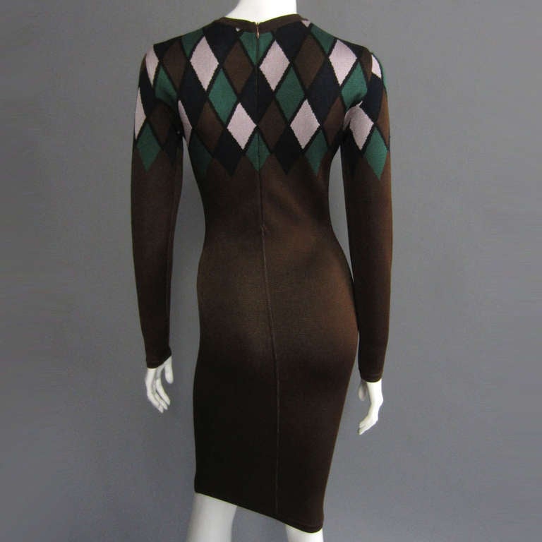 ALAIA Harlequin Print Cocktail Dress In Excellent Condition For Sale In New York, NY