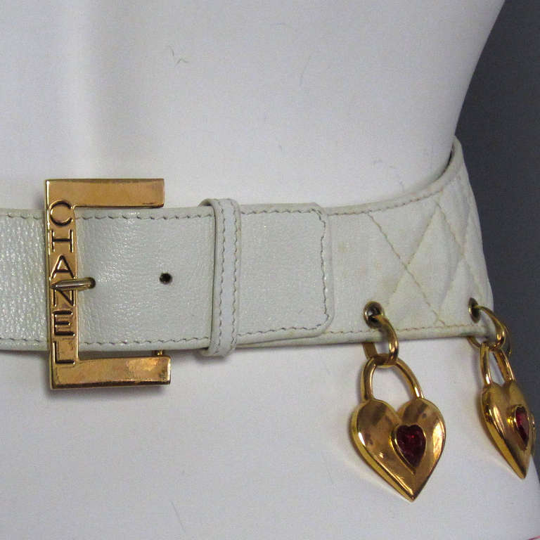 CHANEL Quilted Leather Corset Belt with Hanging Hearts 1