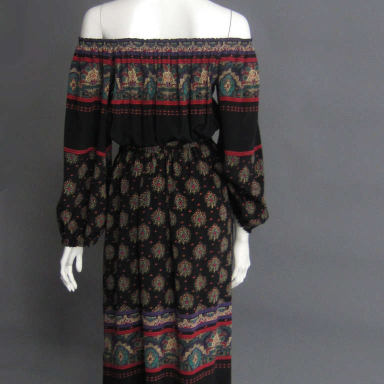 Women's HANAE MORI Silk Print Peasant Maxi Dress
