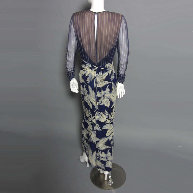Women's JAMES GALANOS Silk Chiffon Mixed Print Gown