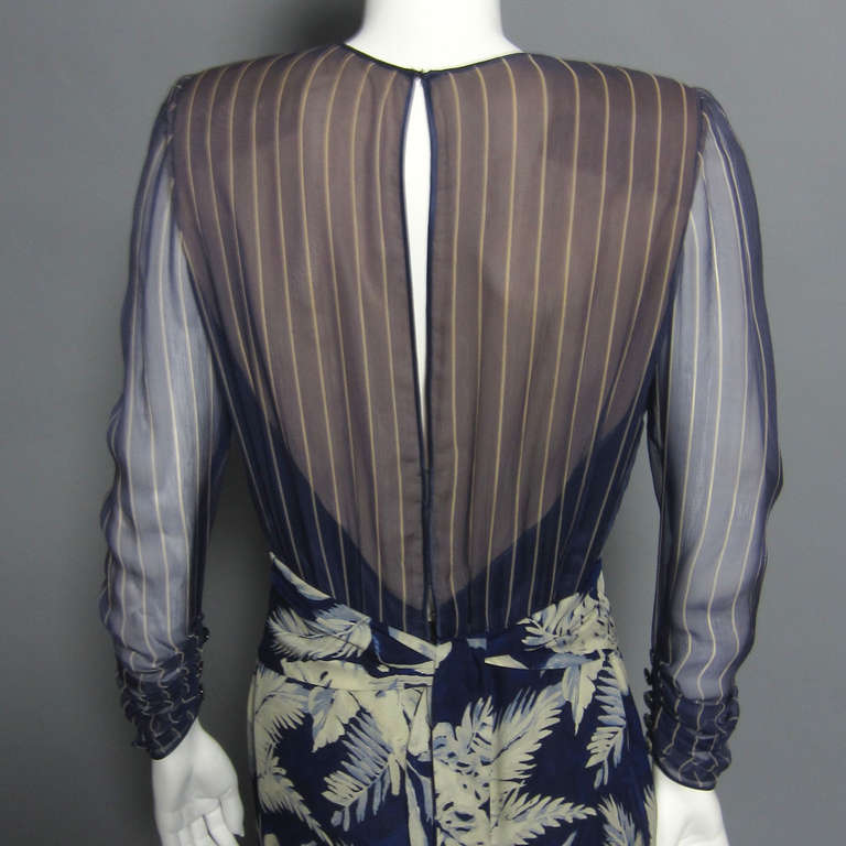 JAMES GALANOS Silk Chiffon Mixed Print Gown 1