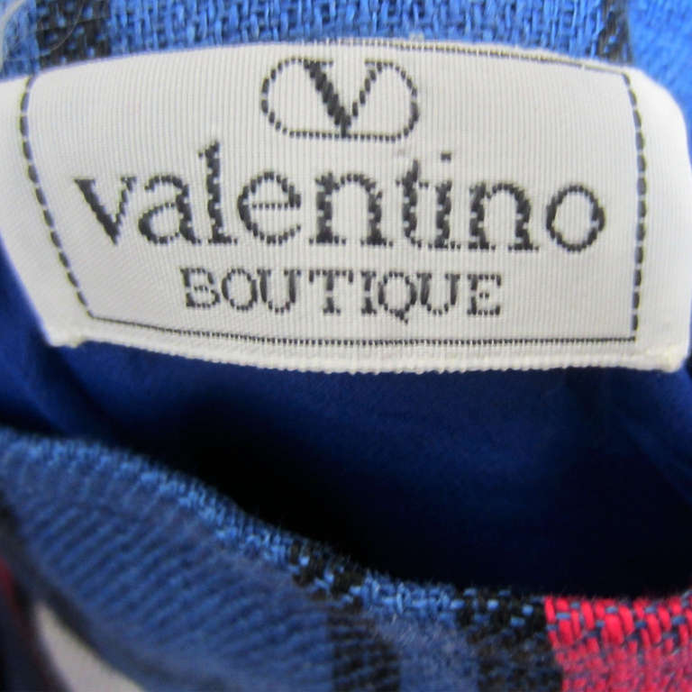 VALENTINO Boutique Plaid Linen Faux Wrap Skirt