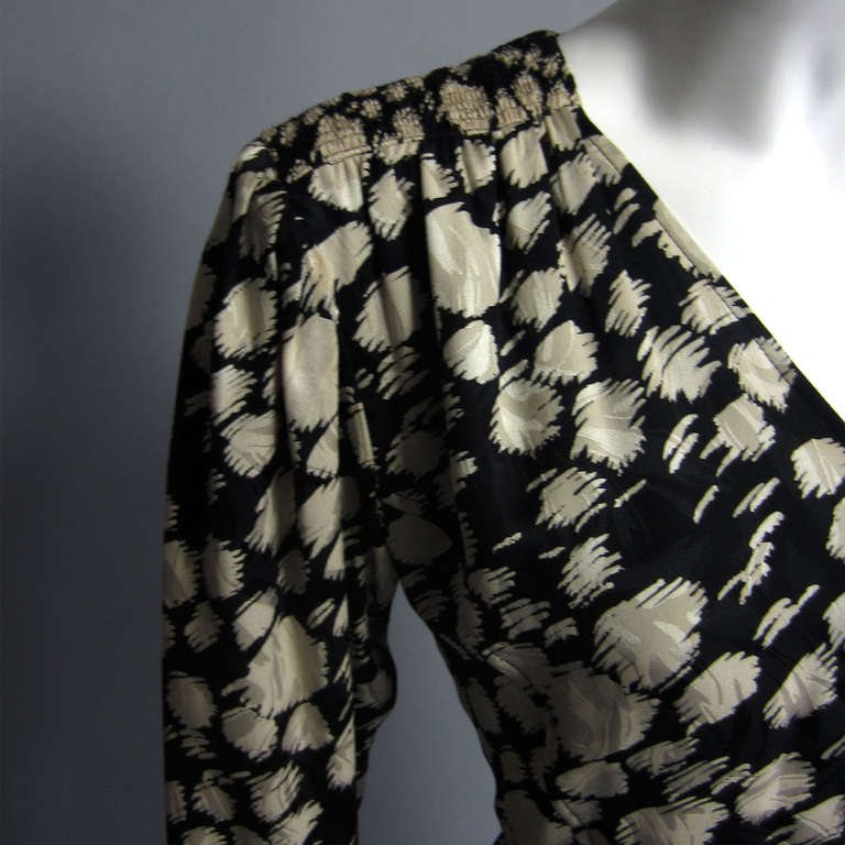 EMANUEL UNGARO Silk Painterly Print Dress In Excellent Condition For Sale In New York, NY