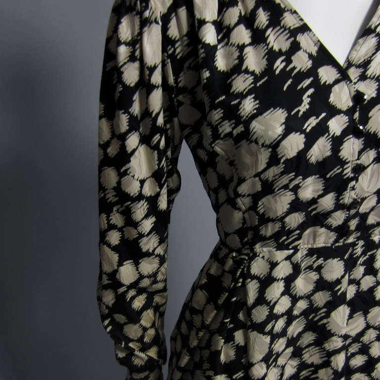 Black EMANUEL UNGARO Silk Painterly Print Dress For Sale